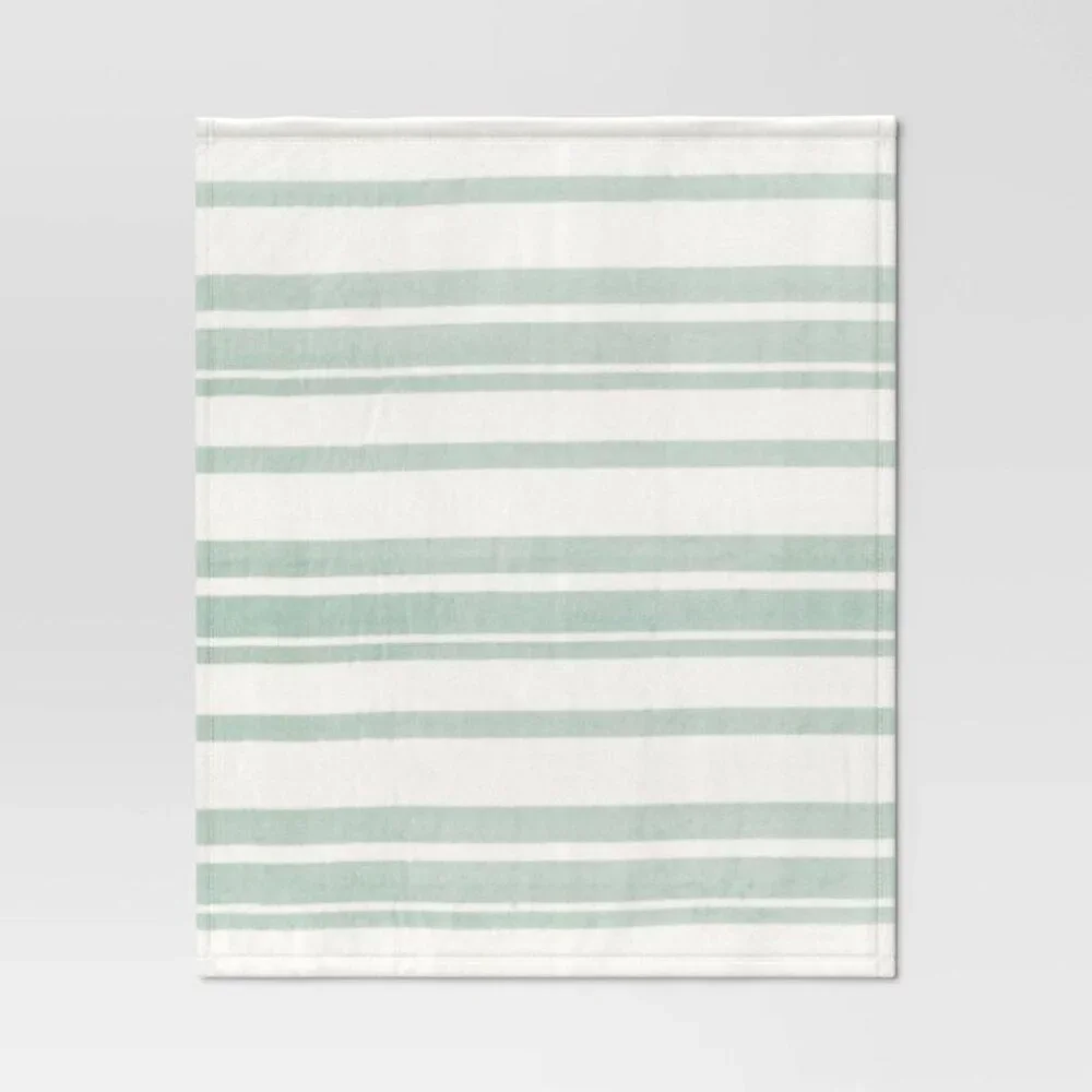 Target Room Essentials‎ Printed Plush Striped Throw Blanket Mint Easter 2024